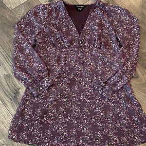Floral Long-sleeve Tunic Blouse